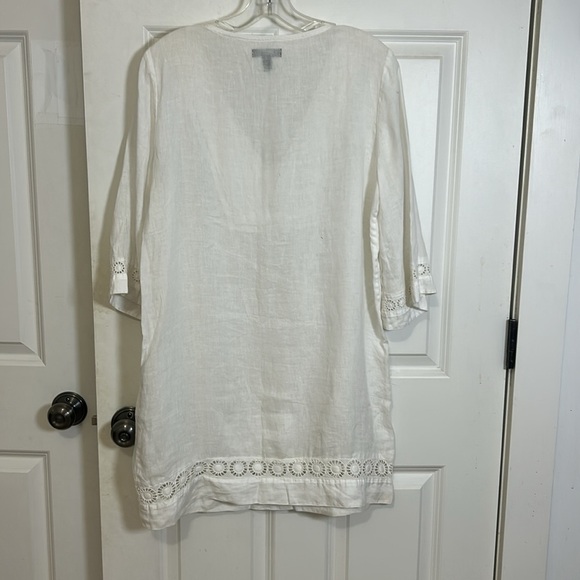 J. Crew Tunic linen cover up size small white with lace beach pool - Picture 5 of 7